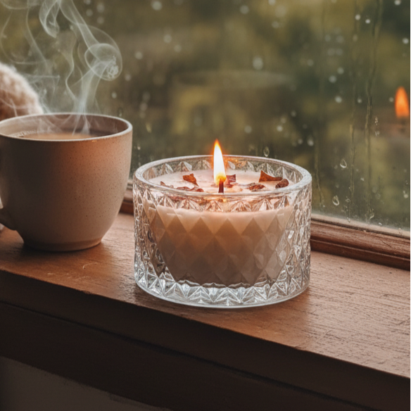 Glass Jar Rose Petal Candle