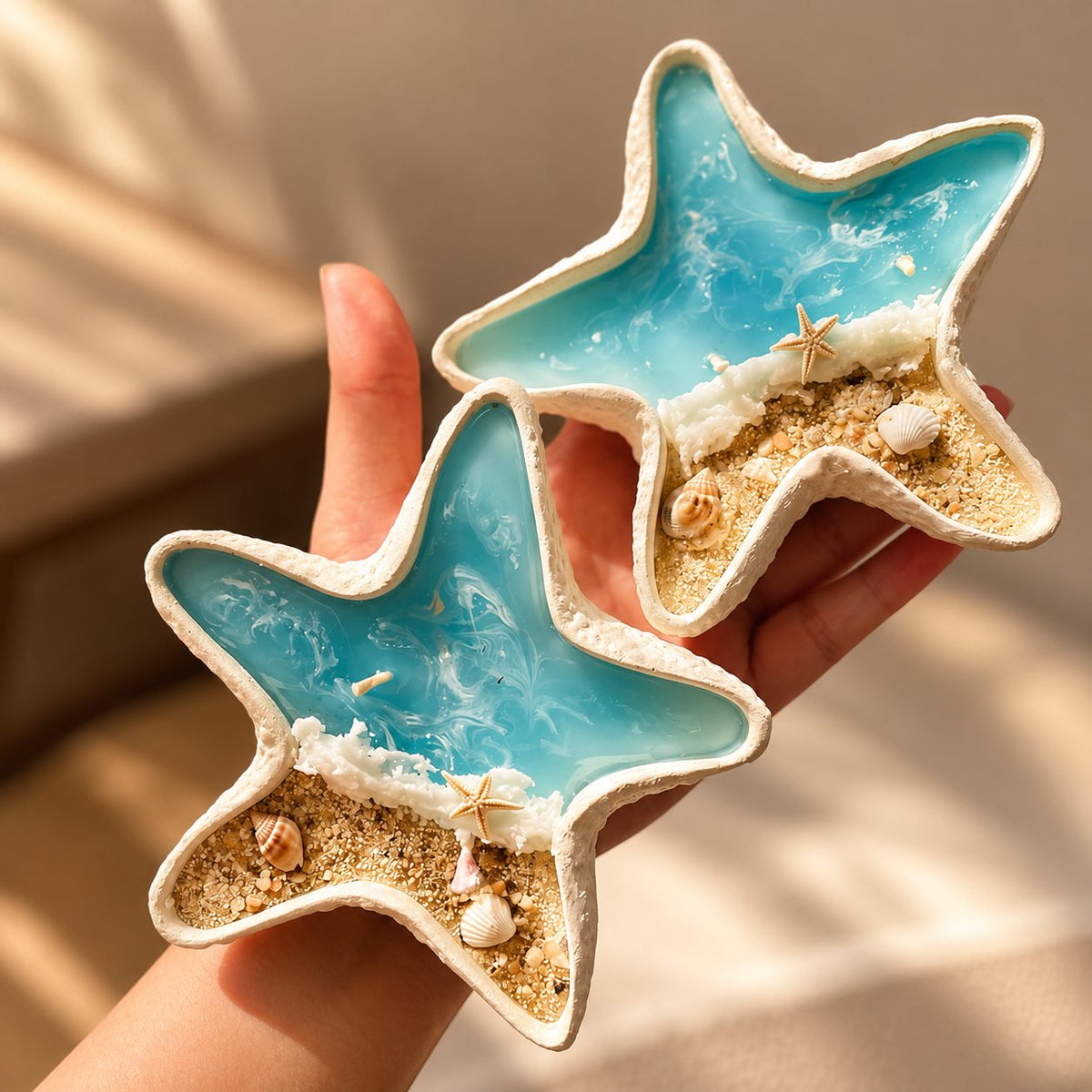 Aqua Beach Starfish Candle – handmade by Ishq with Candles, Pune
