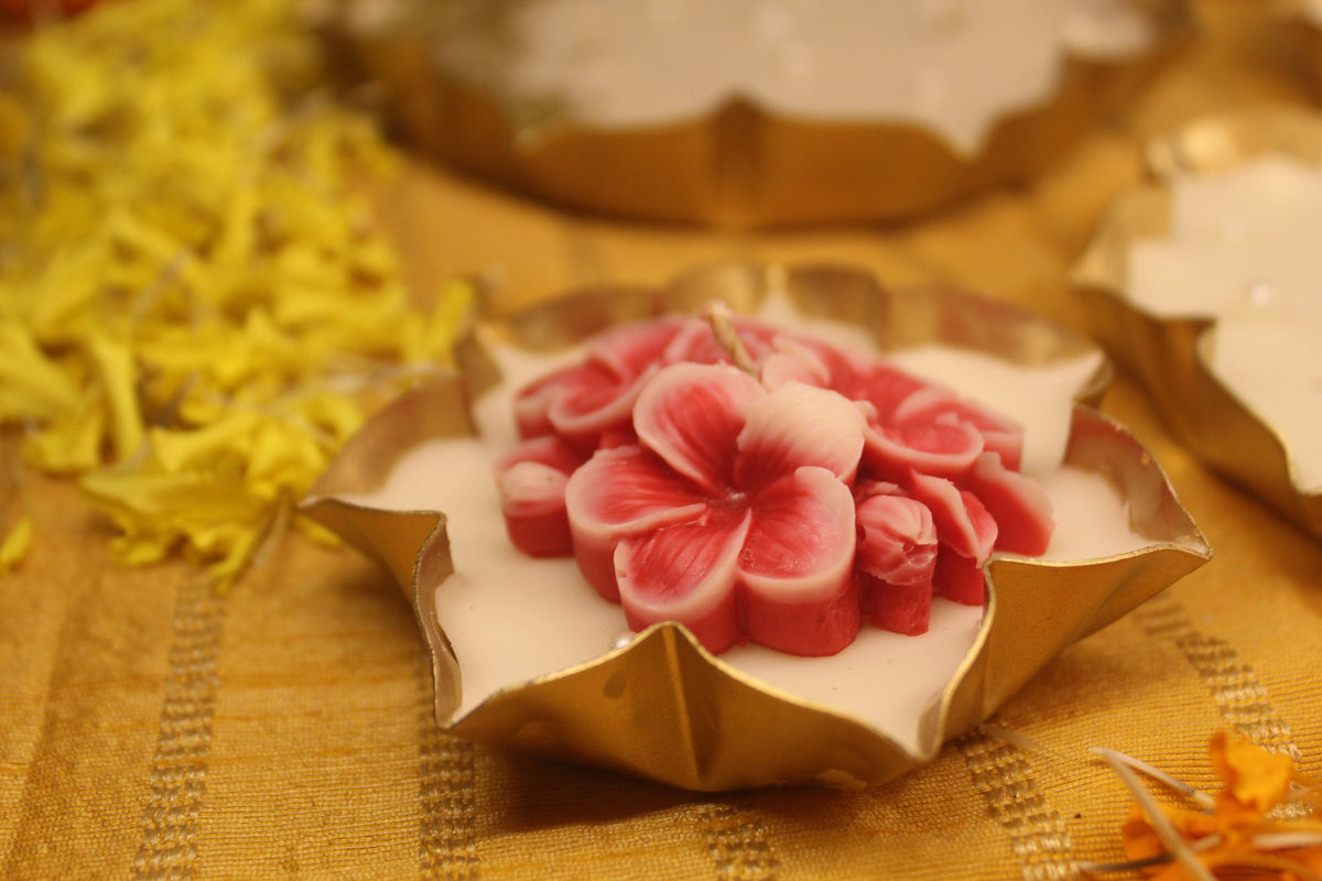 Big Pink Flower Urli Candle – handmade by Ishq with Candles, Pune