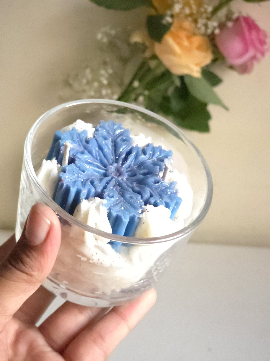 Crystal Snow Glow Candle - Blue – handmade by Ishq with Candles, Pune