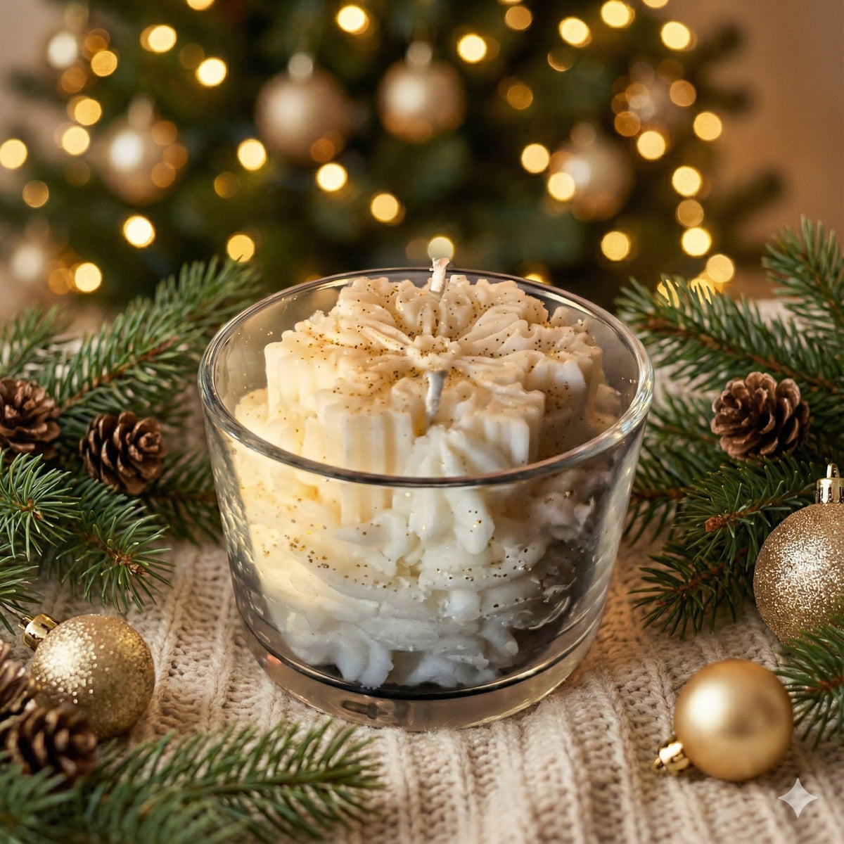 Crystal Snow Glow Candle - White – handmade by Ishq with Candles, Pune