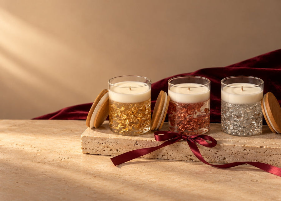 Glitter Jar Candle Trio – handmade by Ishq with Candles, Pune