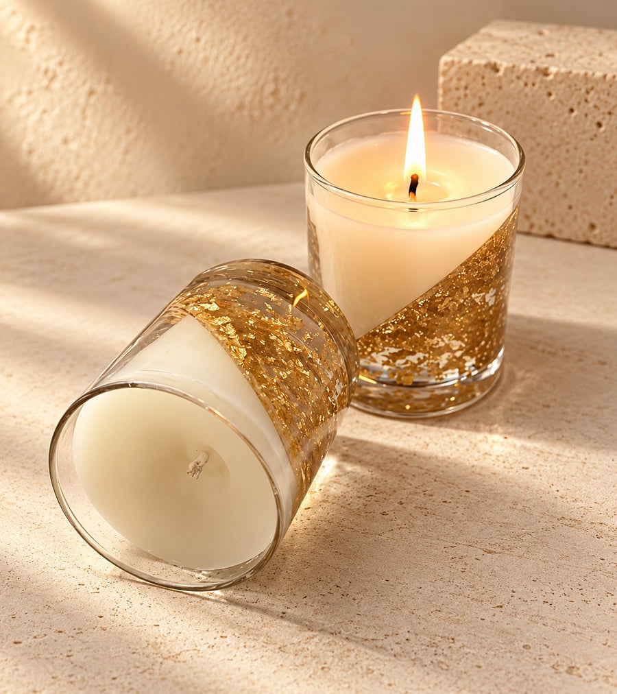 Golden Glow Tumbler Candle – handmade by Ishq with Candles, Pune