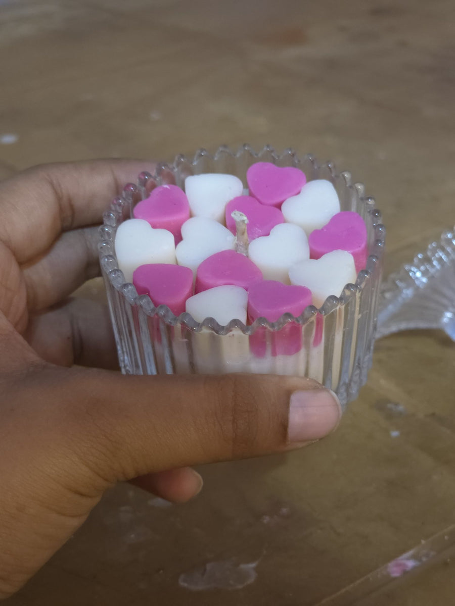 Heart Bowl Candle - Pink & White – handmade by Ishq with Candles, Pune