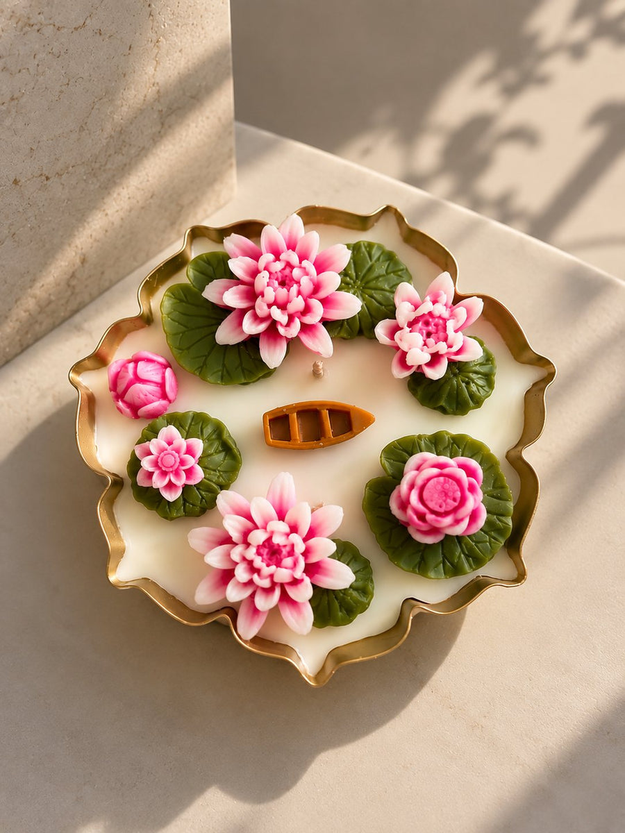 Lotus and Lily Urli Candle – handmade by Ishq with Candles, Pune