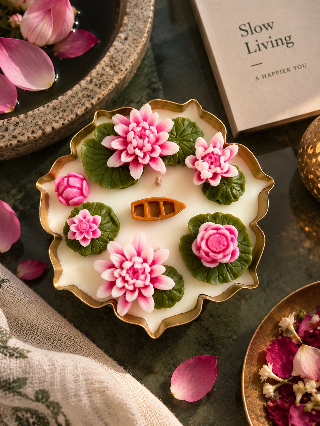 Lotus and Lily Urli Candle – view 4