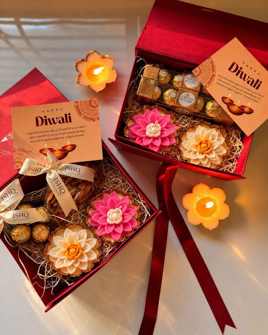 Lotus Diwali Hamper – handmade by Ishq with Candles, Pune