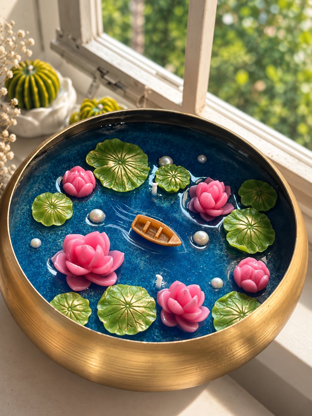 Lotus Pond Urli Candle - Blue – handmade by Ishq with Candles, Pune