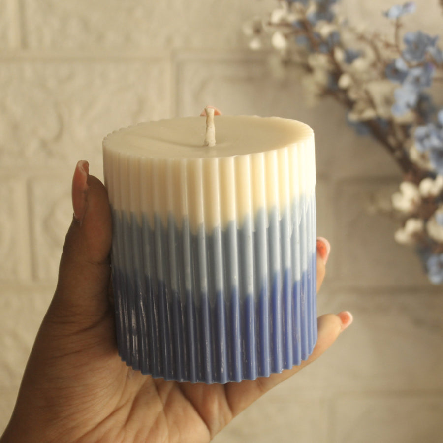 Ombre Pillar Candle - Blue – handmade by Ishq with Candles, Pune