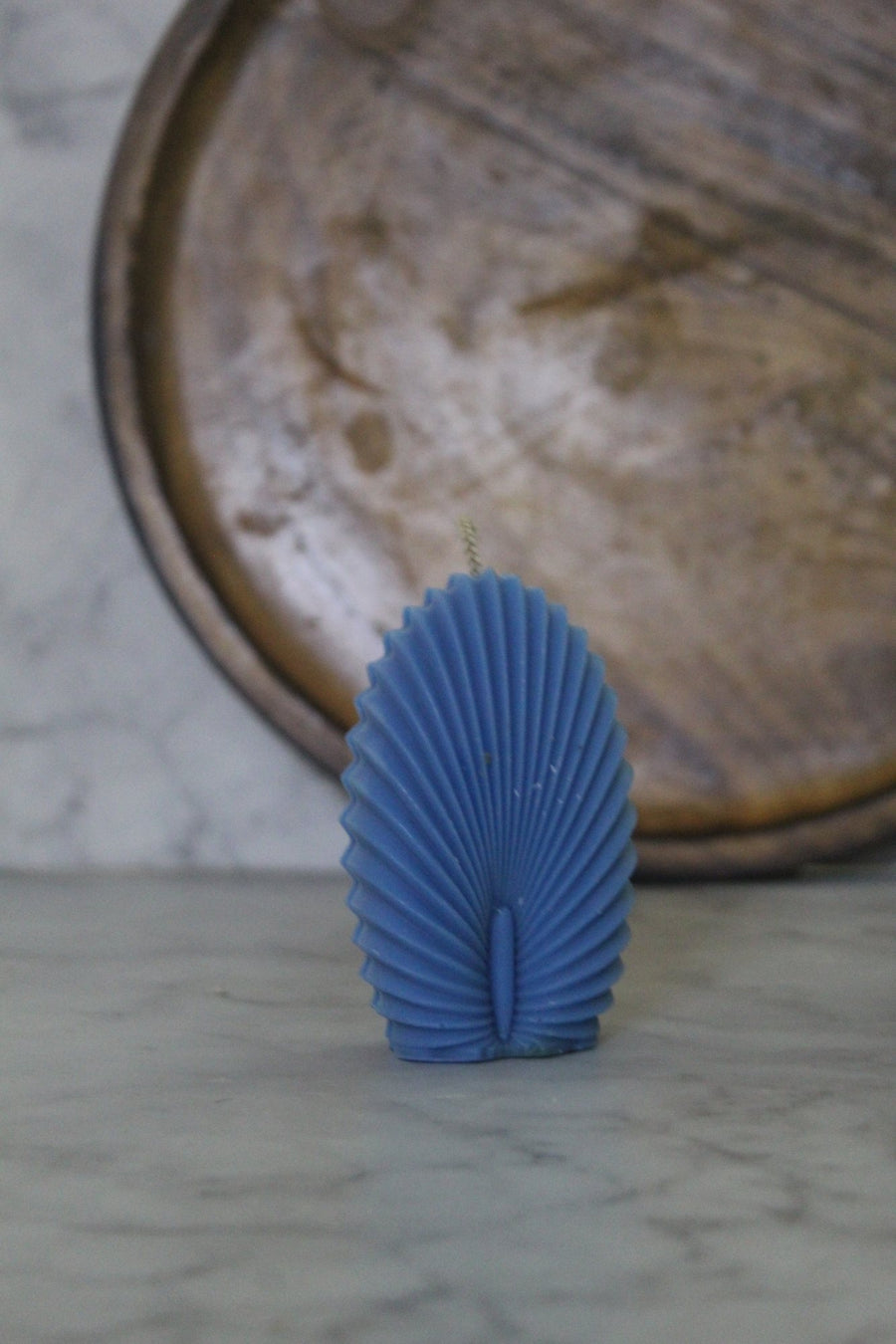 Palm Fan Candle - Blue – handmade by Ishq with Candles, Pune