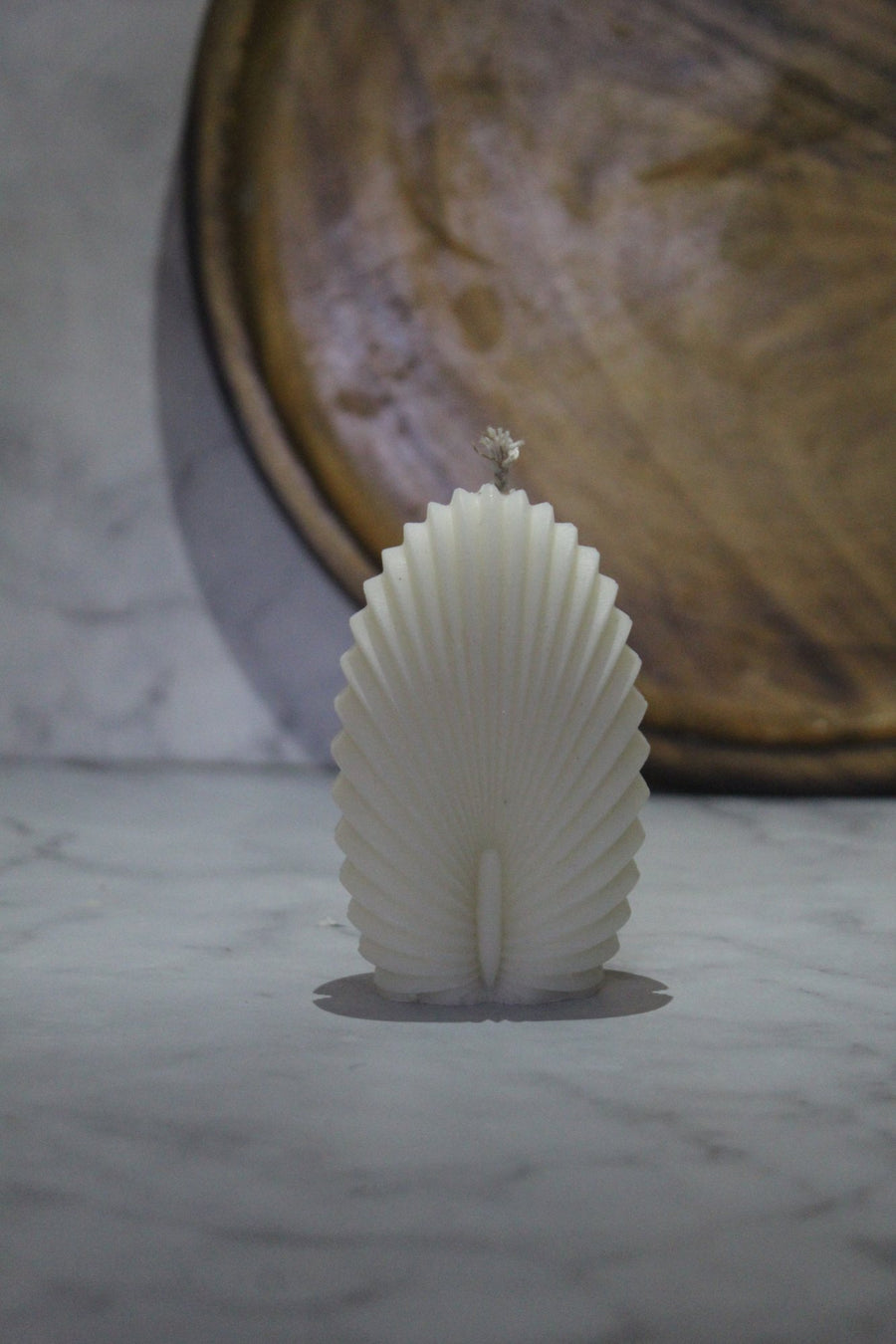 Palm Fan Candle - White – handmade by Ishq with Candles, Pune