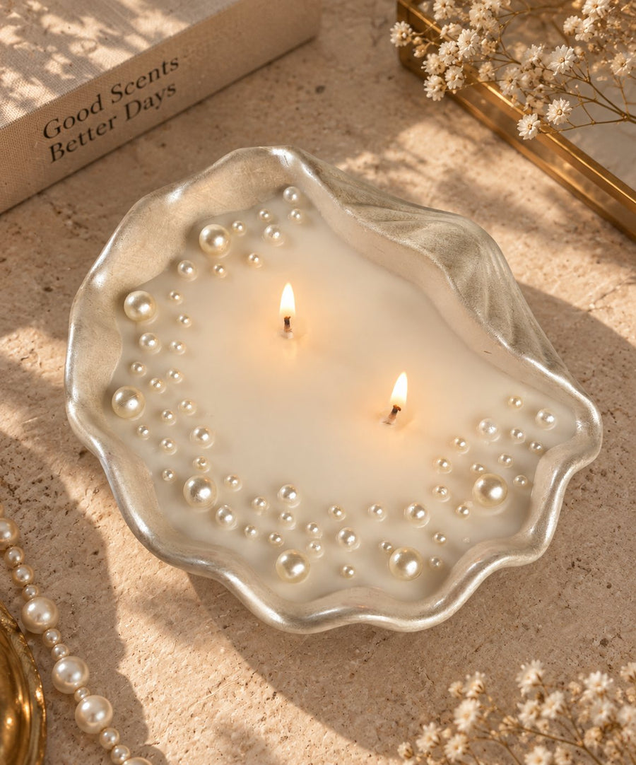 Pearl Shell Bowl Candle – handmade by Ishq with Candles, Pune
