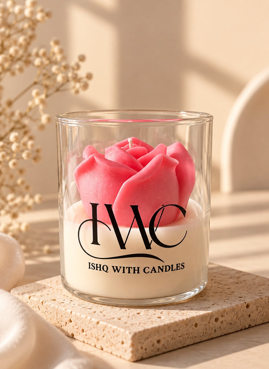 Pink Rose Jar Candle – handmade by Ishq with Candles, Pune