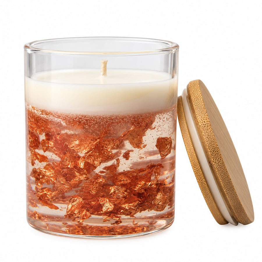 Rose Gold Glitter Jar Candle – handmade by Ishq with Candles, Pune