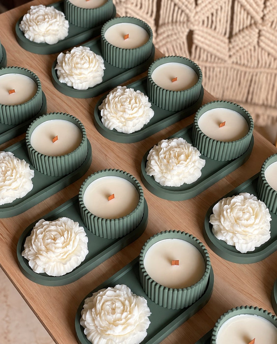 Sage Peony Pot Candle – handmade by Ishq with Candles, Pune