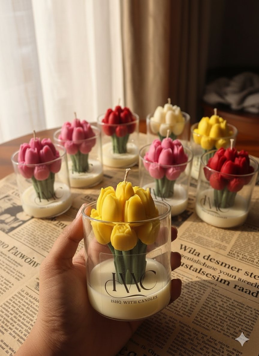 Tulip Jar Candle - Assorted – handmade by Ishq with Candles, Pune