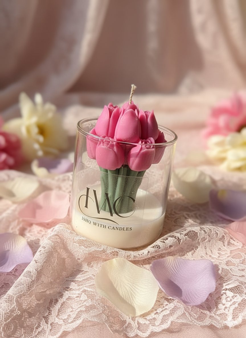 Tulip Jar Candle - Pink – handmade by Ishq with Candles, Pune