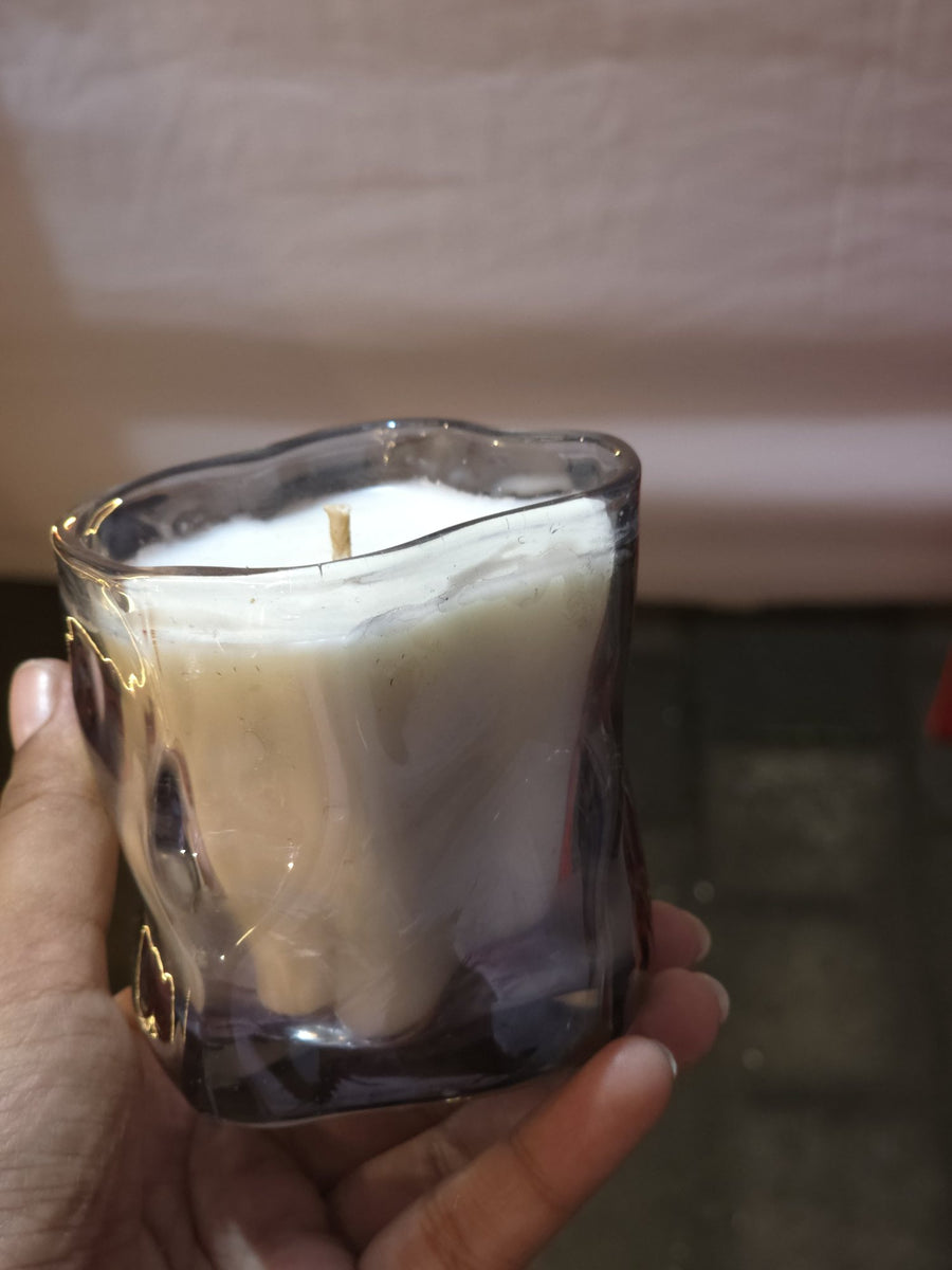 Wavy Glass Jar Candle - Ivory – handmade by Ishq with Candles, Pune